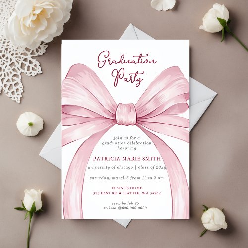 Pink Bow Coquette Photo Graduation Party