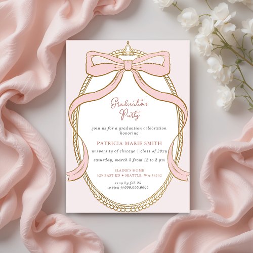 Pink Bow Coquette Photo Graduation Party
