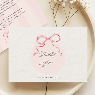Pink Bow Coquette Photo Graduation Party  Thank You Card