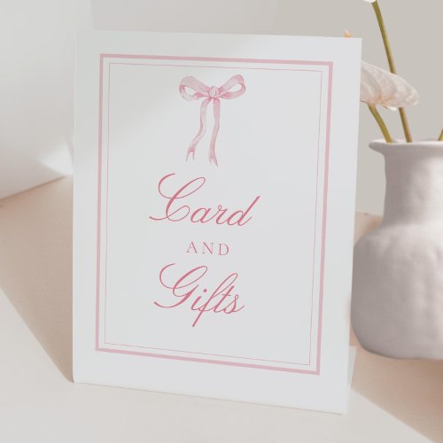 Pink Bow Coquette Ribbon Cards and Gifts Sign