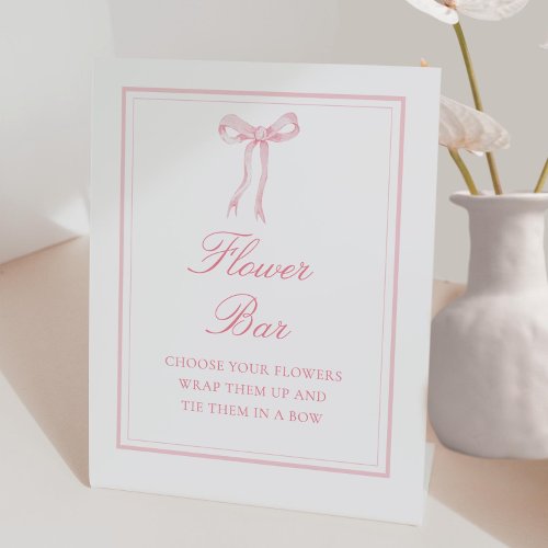 Pink Bow Coquette Ribbon Flower Bar Sign