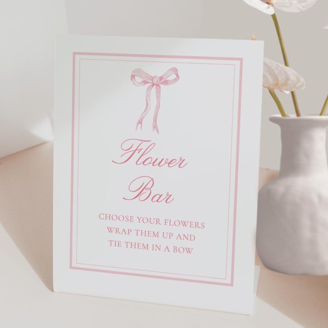 Pink Bow Coquette Ribbon Flower Bar Sign (Creator Uploaded)