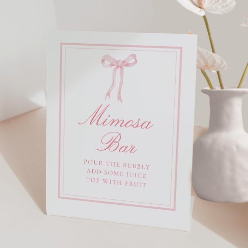 Pink Bow Coquette Ribbon Mimosa Bar Sign