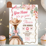 Pink Bow Coquette Rodeo Birthday Invitation<br><div class="desc">Pink Bow Coquette Rodeo Birthday Invitation,  Yee Haw Let's Go Girls Birthday Invite,  Editable Saddle Up Kids Birthday Invitation</div>