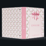 Pink Bow Coquette Rose Trellis School Subject 3 Ring Binder<br><div class="desc">This design features a very chic pink rose trellis patterned background with a coordinating pink bow. You can personalize with your school subject on the spine and the cover and you can also add a name.</div>