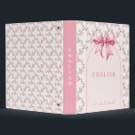 Pink Bow Coquette Rose Trellis School Subject 3 Ring Binder<br><div class="desc">This design features a very chic pink rose trellis patterned background with a coordinating pink bow. You can personalize with your school subject on the spine and the cover and you can also add a name.</div>