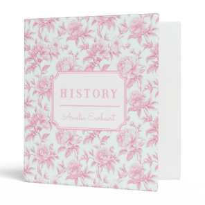 Pink Bow Coquette Roses | School Subject 3 Ring Binder