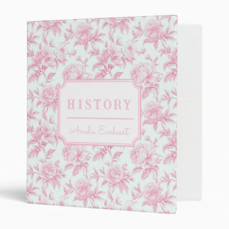 Pink Bow Coquette Roses | School Subject 3 Ring Binder