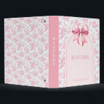 Pink Bow Coquette Roses | School Subject 3 Ring Binder<br><div class="desc">This design features a very chic pink rose patterned background with a coordinating pink bow. You can personalize with your school subject on the spine and the cover and you can also add a name.</div>
