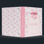 Pink Bow Coquette Roses | School Subject 3 Ring Binder<br><div class="desc">This design features a very chic pink rose patterned background with a coordinating pink bow. You can personalize with your school subject on the spine and the cover and you can also add a name.</div>