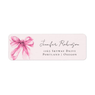 Pink Bow Coquette Script Sweet 16 Party Blush  Label