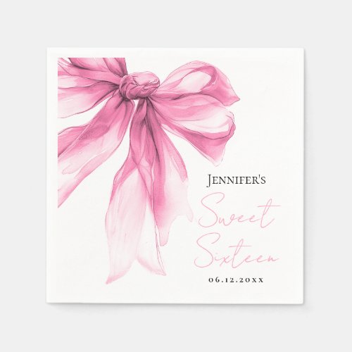Pink Bow Coquette Script Sweet 16 Party 