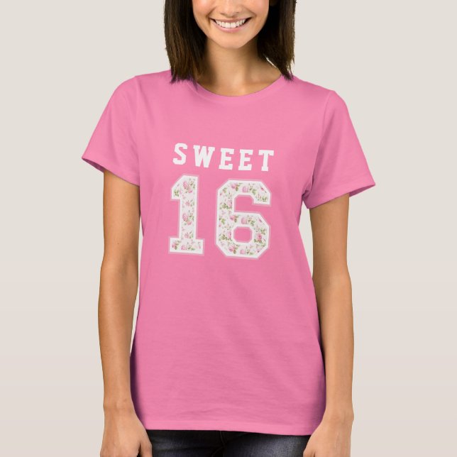Pink Bow Coquette Sweet 16 University T-Shirt (Front)