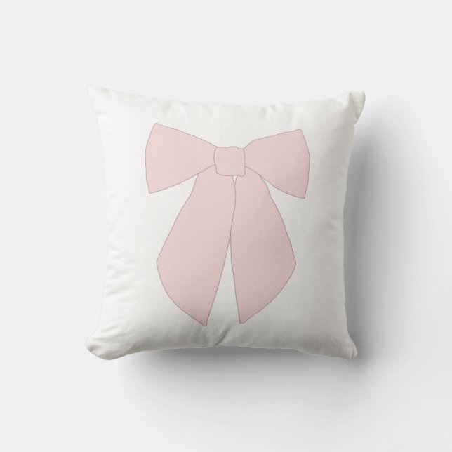 Pink Bow Coquette Throw Pillow (Front)
