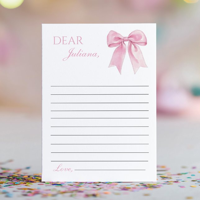Pink Bow Coquette Time Capsule Note Message Card (Creator Uploaded)