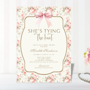 Pink Bow Coquette Tying the Knot Bridal Shower Invitation