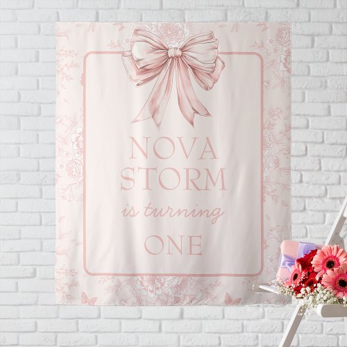 Pink Bow Coquette Whimsy Toile Custom Welcome Sign