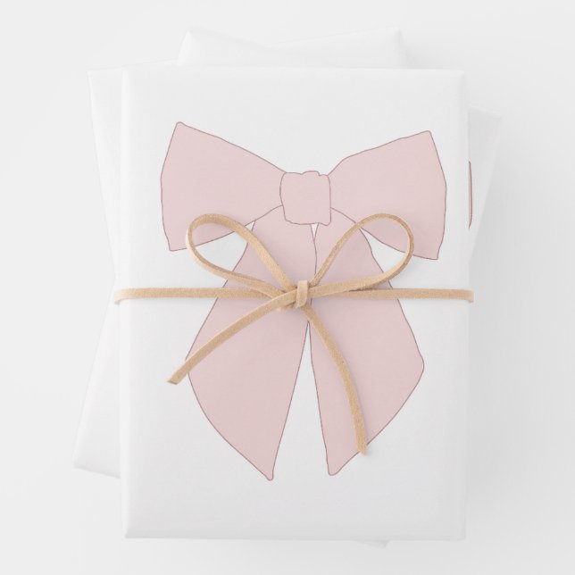 Pink Bow Coquette Wrapping Paper Sheets (In situ)