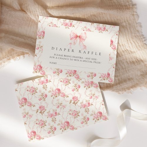Pink Bow Cottage Floral Display Baby Shower Enclosure Card