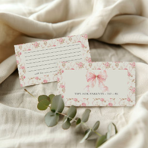 Pink Bow Cottage Parent Tips Baby Shower Enclosure Note Card