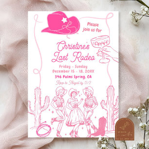 Pink Bow Cowgirl Last Rodeo Bachelorette Weekend Invitation