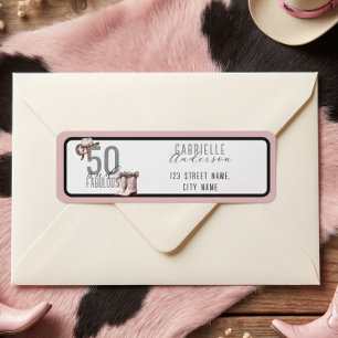 Pink Bow Cowgirt Western 50 and Fabulous Birthday Label