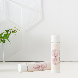 Pink bow cream beige birthday lip balm