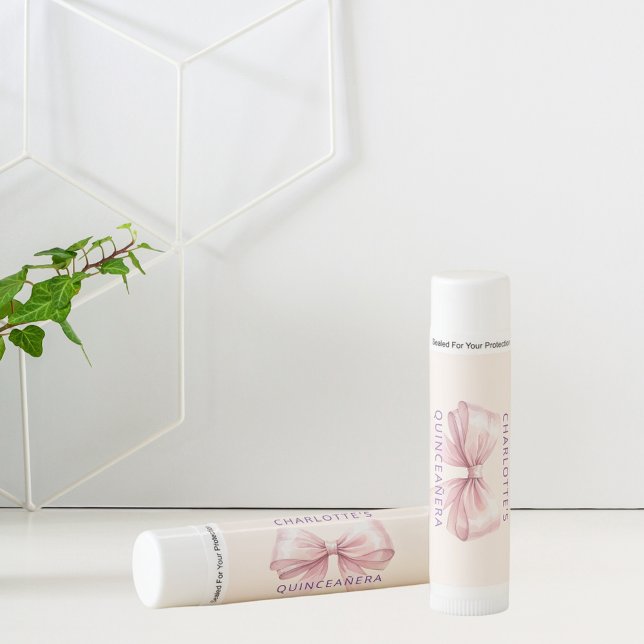 Pink bow cream beige Quinceanera Lip Balm (Creator Uploaded)