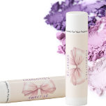 Pink bow cream beige SWEET 16 Lip Balm<br><div class="desc">A cream,  beige colored background,  decorated with a pink bow. Purple text.  Personalize and add a name.</div>