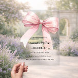 Pink bow cream elegant SWEET 16 clear Acrylic Invitations<br><div class="desc">A clear,  transparent background,  decorated with a pink large bow. Personalize and add a name and party details.</div>