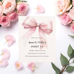 Pink bow cream elegant SWEET 16 invitation<br><div class="desc">A soft beige,  cream colored background,  decorated with a pink large bow. Personalize and add a name and party details.

1 sheet = 1 invitation printed edge to edge.</div>