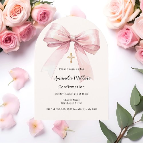 Pink bow cream girl Confirmation arch