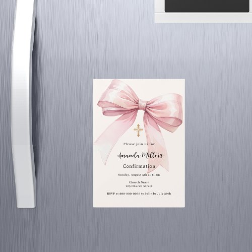 Pink bow cream girl Confirmation