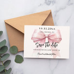 Pink bow cream Sweet 16 Save the Date card<br><div class="desc">A modern and elegant Save the Date for a Sweet 16.   A soft cream,  beige colored background,  decorated with a large pink bow. Personalize and add date,  place,  name and age.</div>