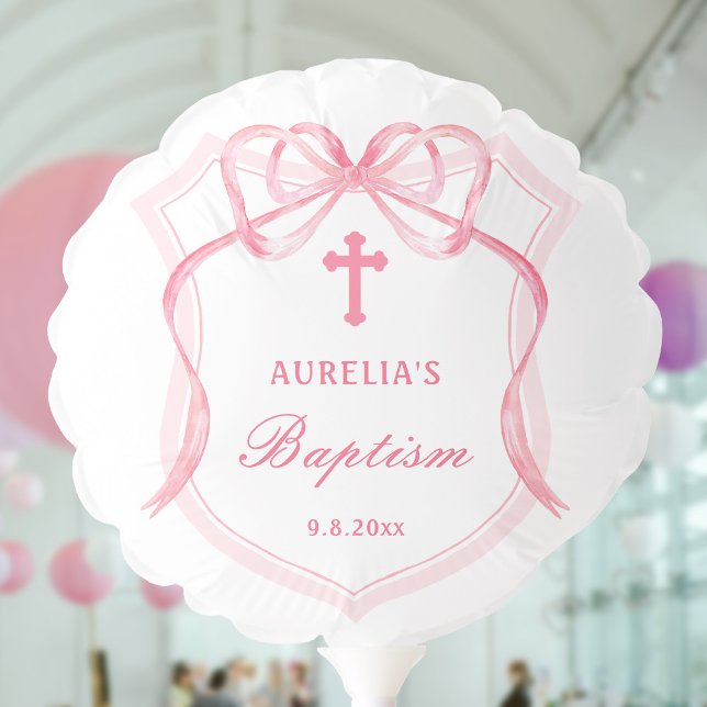 Pink Bow Crest Baptism Balloon (Creator Uploaded)