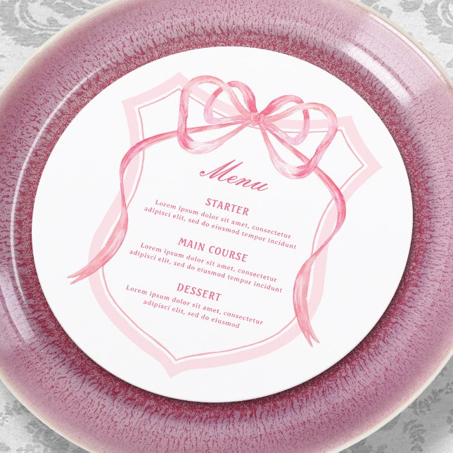Pink Bow Crest Round Menu (Creator Uploaded)