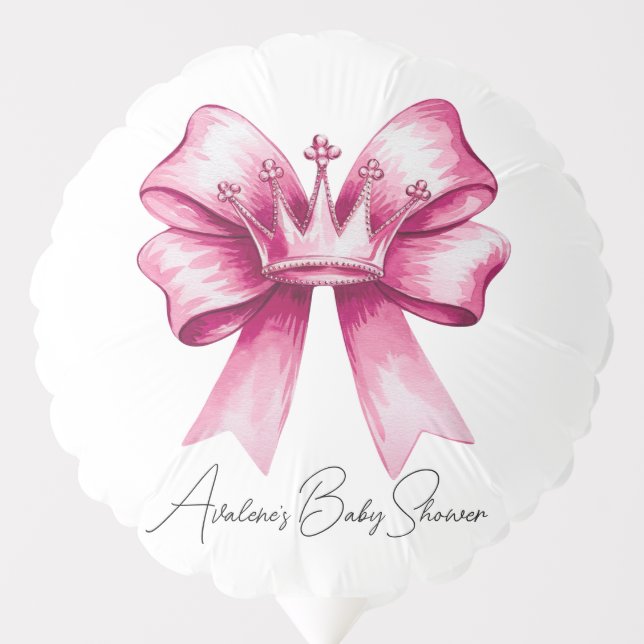 Pink Bow & Crown Baby Shower Celebration  Balloon (Front)