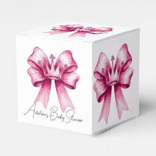 Pink Bow & Crown Baby Shower Celebration  Favor Boxes