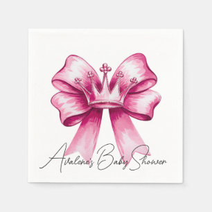 Pink Bow & Crown Baby Shower Celebration  Napkins