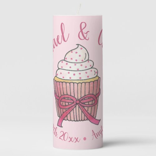 Pink Bow Cupcake Love Cake Wedding Centerpiece Pillar Candle