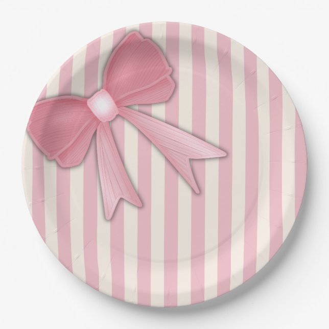 Pink Bow Cushion. Paper Plates (Front)