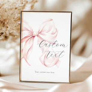 Pink Bow Custom Text Table Sign