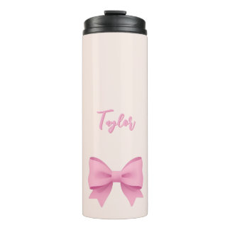 Pink Bow Custom Thermal Tumbler