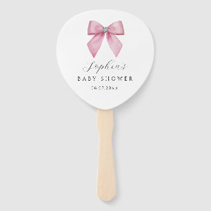 Pink Bow Cute Baby Shower Hand Fan
