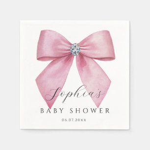 Pink Bow Cute Baby Shower Napkins