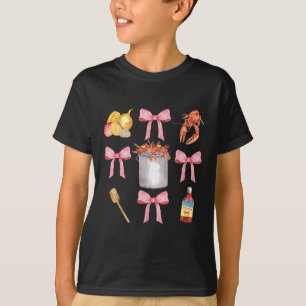 Pink Bow Cute Coquette Crawfish Clean Girl Aesthet T-Shirt