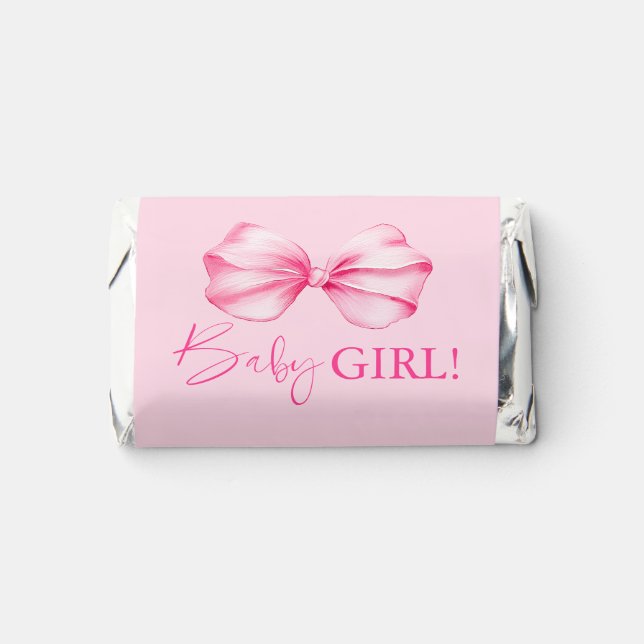 Pink Bow Cute Girl Baby Shower Chocolate  Hershey's Miniatures (Front)