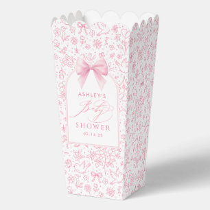 Pink Bow Cute Whimsical Chinoiserie Baby Shower Favor Boxes