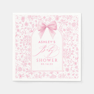Pink Bow Cute Whimsical Chinoiserie Baby Shower  Napkins