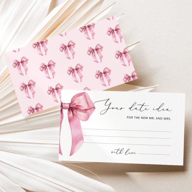 Pink Bow Date night ideas. Date jar bridal game Enclosure Card (Creator Uploaded)